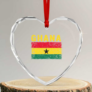 Vintage Ghana Flag Distressed Design Heart Crystal Glass Ornament Proud Ghanaian Heritage African Pride