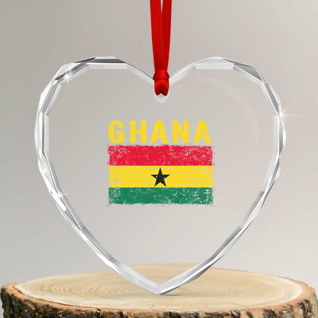 Vintage Ghana Flag Distressed Design Heart Crystal Glass Ornament Proud Ghanaian Heritage African Pride TS10 Transparent Glass 3'' Heart Print Your Wear
