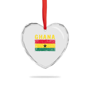 Vintage Ghana Flag Distressed Design Heart Crystal Glass Ornament Proud Ghanaian Heritage African Pride
