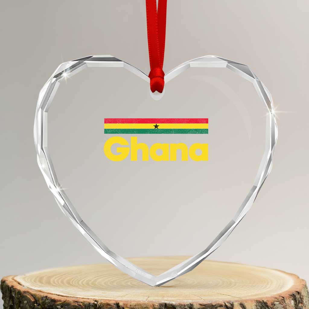 Vintage Ghana Flag Heart Crystal Glass Ornament Proud Ghanaian Heritage African Pride