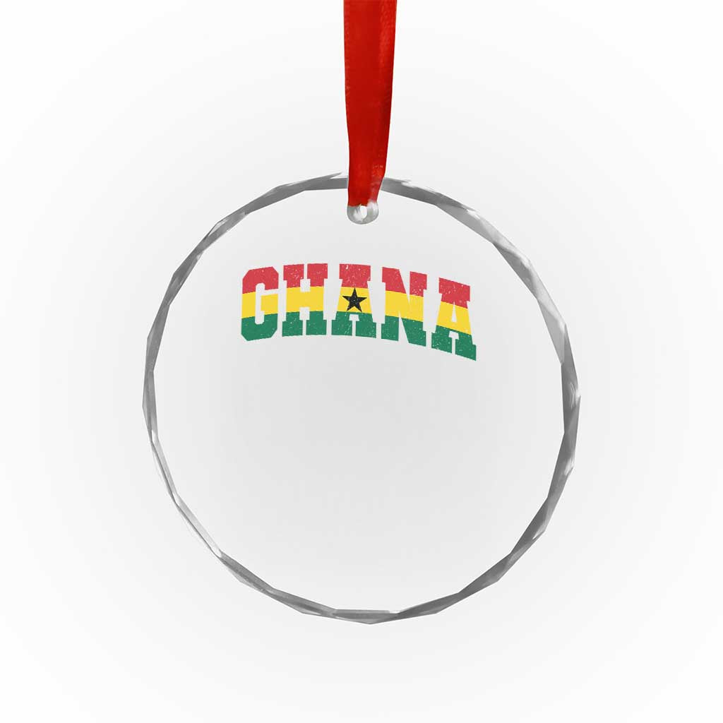 Vintage Ghana Flag Varsity Crystal Glass Ornament Classic Ghanaian Pride Heritage Graphic TS10 Print Your Wear