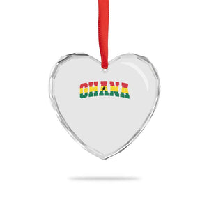 Vintage Ghana Flag Varsity Heart Crystal Glass Ornament Classic Ghanaian Pride Heritage Graphic