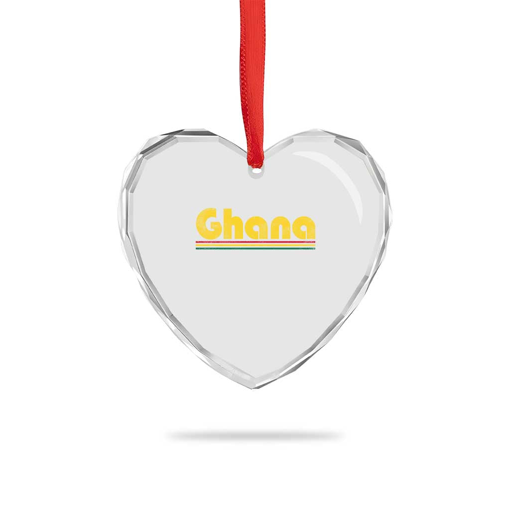 Vintage Ghana Heart Crystal Glass Ornament Retro Stripe Flag Pride Ghanaian Heritage African Roots