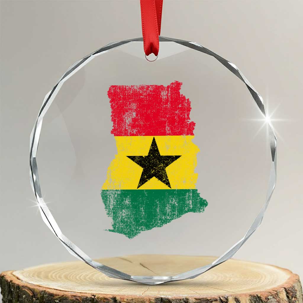 Vintage Ghana Map Flag Crystal Glass Ornament Distressed Proud Ghanaian Heritage African Pride TS10 Transparent Glass 3'' Circle Print Your Wear