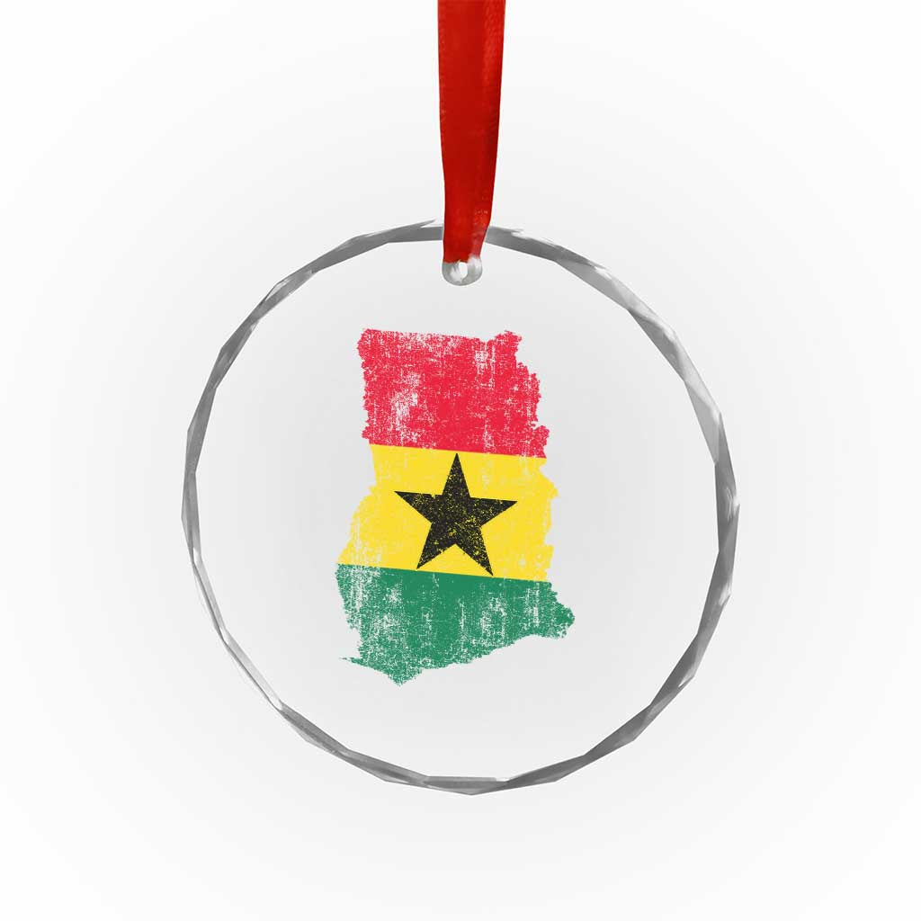 Vintage Ghana Map Flag Crystal Glass Ornament Distressed Proud Ghanaian Heritage African Pride TS10 Print Your Wear