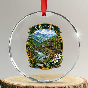 Vintage Great Smoky Mountains Crystal Glass Ornament Cherokee North Carolina Landscape