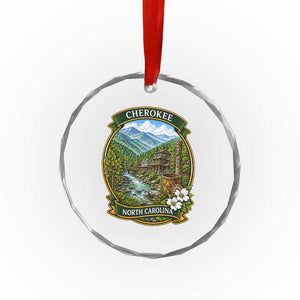Vintage Great Smoky Mountains Crystal Glass Ornament Cherokee North Carolina Landscape