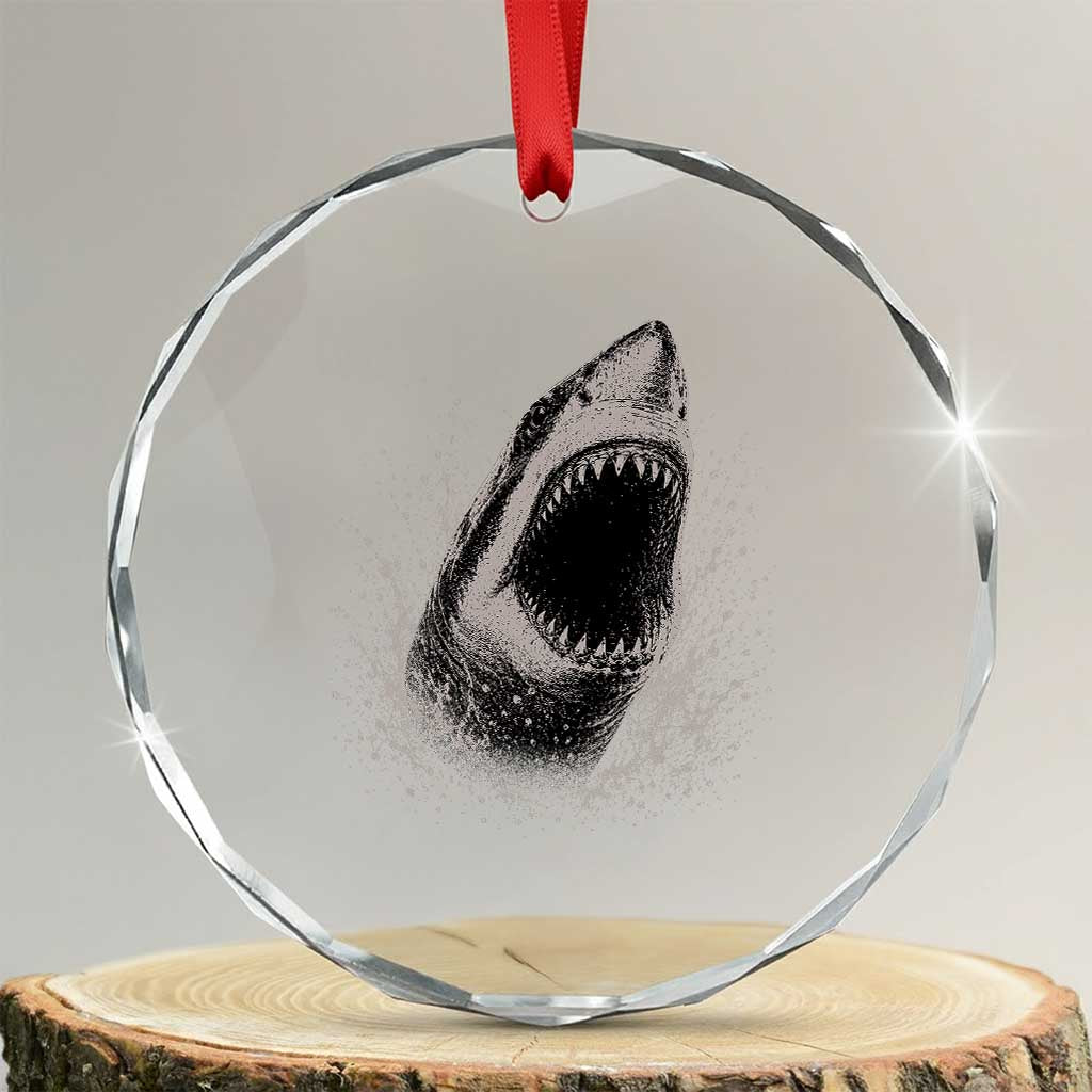Vintage Great White Shark Jaw Graphic Crystal Glass Ornament Marine Life Gifts TS11 Transparent Glass 3'' Circle Print Your Wear