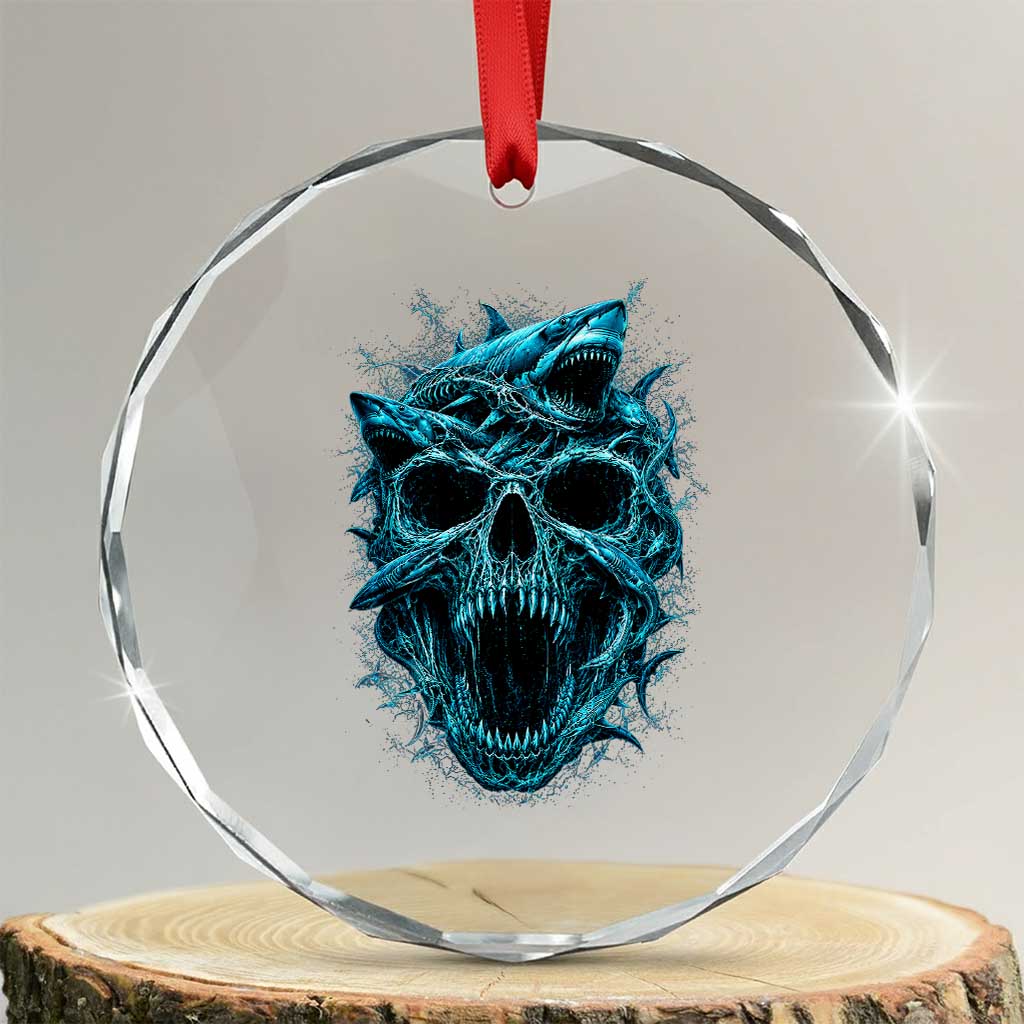 Vintage Great White Shark Skull Crystal Glass Ornament Deep Sea Horror Art TS12 Transparent Glass 3'' Circle Print Your Wear