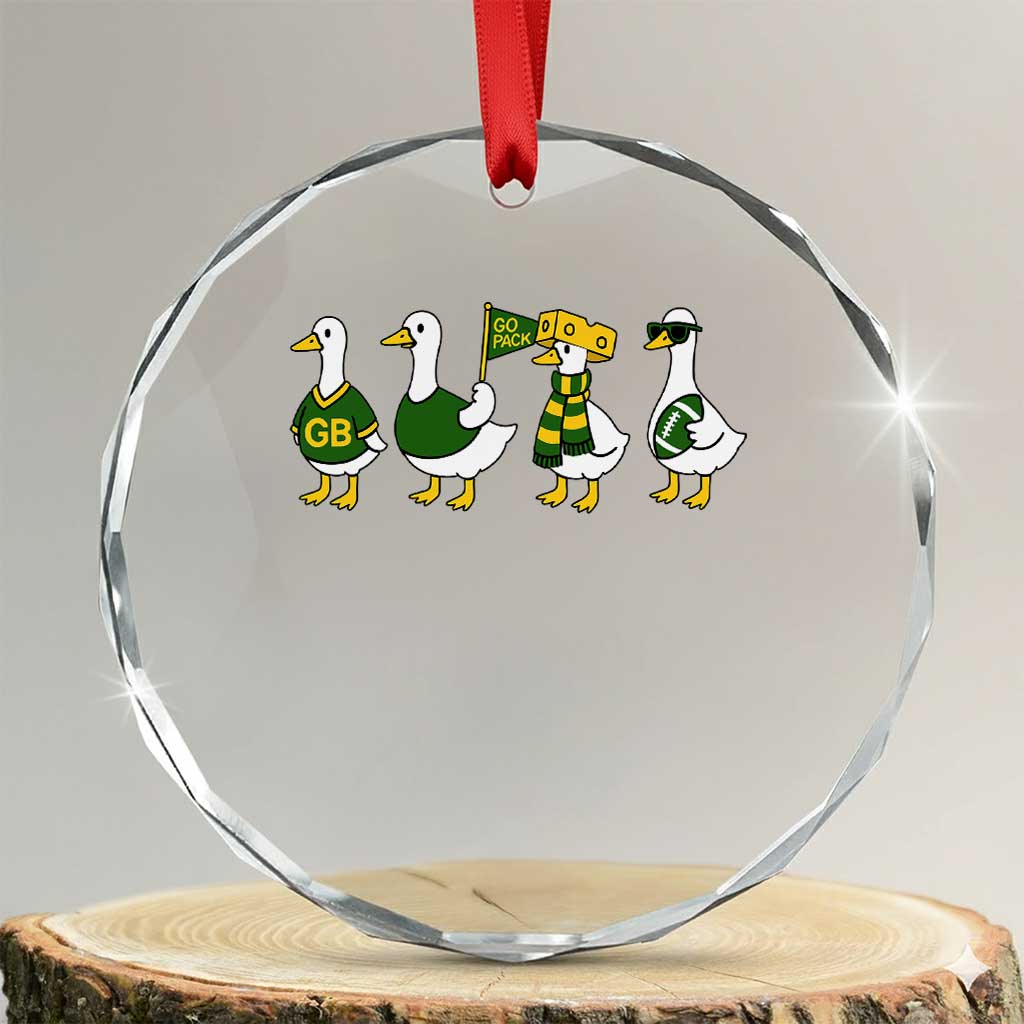 Vintage Green Bay Goose Crystal Glass Ornament Funny Silly Gooses Football TS10 Transparent Glass 3'' Circle Print Your Wear