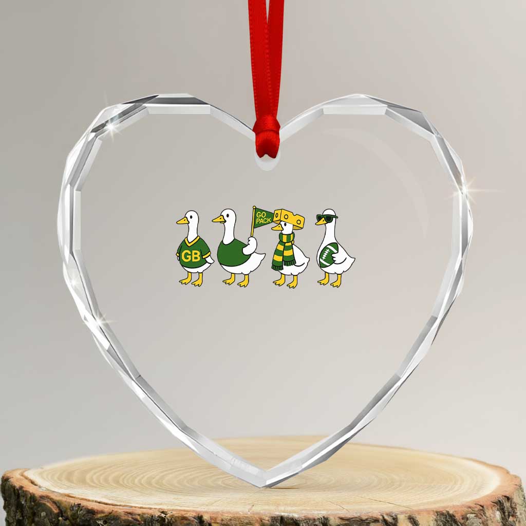 Vintage Green Bay Goose Heart Crystal Glass Ornament Funny Silly Gooses Football TS10 Transparent Glass 3'' Heart Print Your Wear