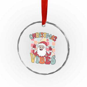 Vintage Groovy Santa Xmas Vibe Crystal Glass Ornament TS09 Print Your Wear