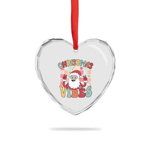 Vintage Groovy Santa Xmas Vibe Heart Crystal Glass Ornament TS09 Print Your Wear