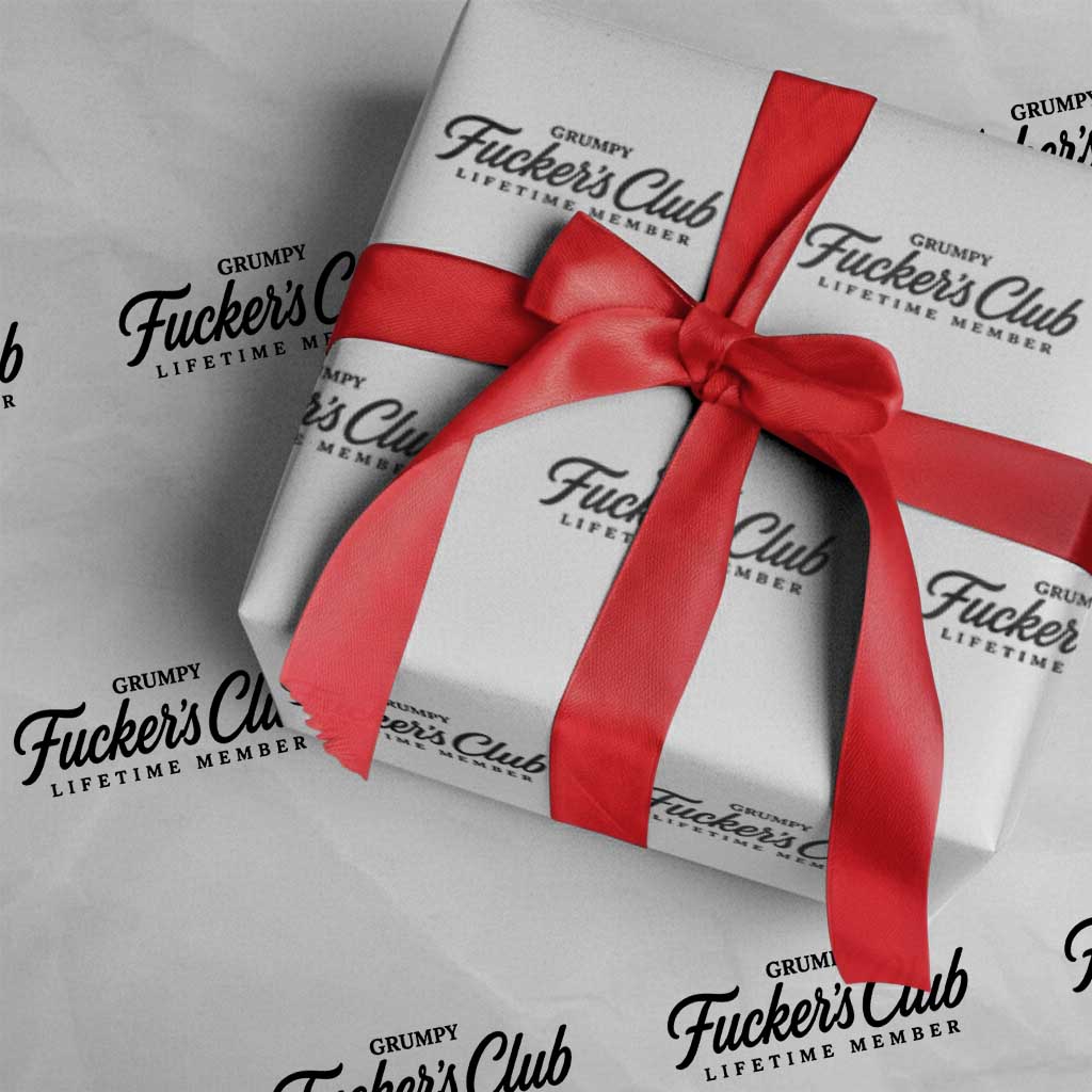 Vintage Grumpy Fuckers Club Lifetime Member Wrapping Paper Roll Gag Gift Birthday Husband Dad Fathers Day
