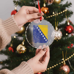 Vintage Grunge Bosnia Herzegovina National Flag Crystal Glass Ornament Bosnian Pride Soccer Heritage Sports Fan