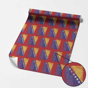 Vintage Grunge Bosnia Herzegovina National Flag Wrapping Paper Roll Bosnian Pride Soccer Heritage Sports Fan