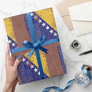 Vintage Grunge Bosnia Herzegovina National Flag Wrapping Paper Roll Bosnian Pride Soccer Heritage Sports Fan