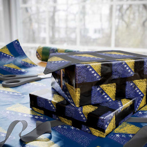 Vintage Grunge Bosnia Herzegovina National Flag Wrapping Paper Roll Bosnian Pride Soccer Heritage Sports Fan