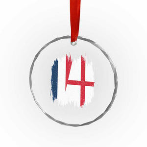Vintage Grunge France England Flag Brush Stroke Graphic Crystal Glass Ornament French Anglo English Heritage Pride Match Day TS02 Print Your Wear