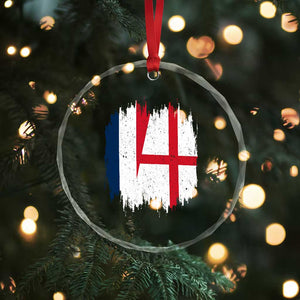 Vintage Grunge France England Flag Brush Stroke Graphic Crystal Glass Ornament French Anglo English Heritage Pride Match Day TS02 Print Your Wear