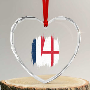Vintage Grunge France England Flag Brush Stroke Graphic Heart Crystal Glass Ornament French Anglo English Heritage Pride Match Day TS02 Transparent Glass 3'' Heart Print Your Wear