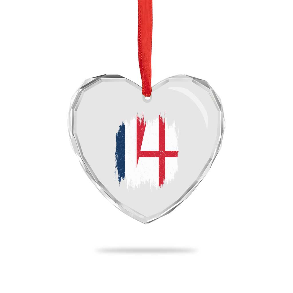 Vintage Grunge France England Flag Brush Stroke Graphic Heart Crystal Glass Ornament French Anglo English Heritage Pride Match Day TS02 Print Your Wear