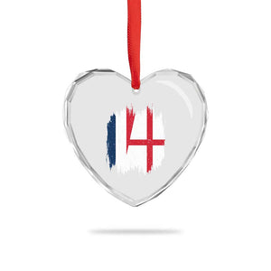 Vintage Grunge France England Flag Brush Stroke Graphic Heart Crystal Glass Ornament French Anglo English Heritage Pride Match Day TS02 Print Your Wear