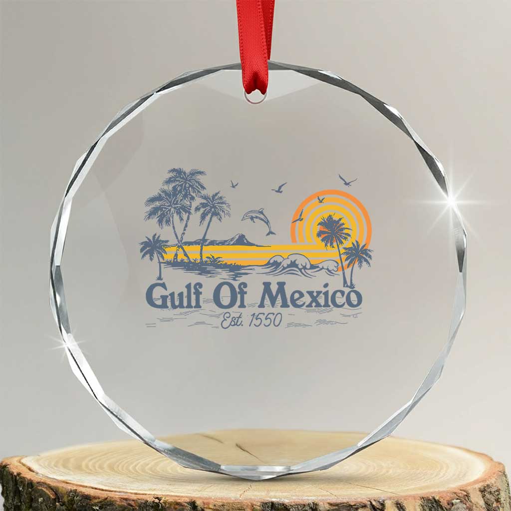 Vintage Gulf of Mexico Est 1550 Crystal Glass Ornament Golfo De Mexico TS02 Transparent Glass 3'' Circle Print Your Wear