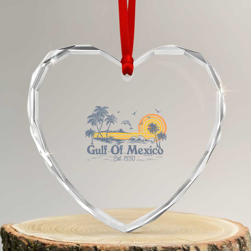 Vintage Gulf of Mexico Est 1550 Heart Crystal Glass Ornament Golfo De Mexico TS02 Transparent Glass 3'' Heart Print Your Wear