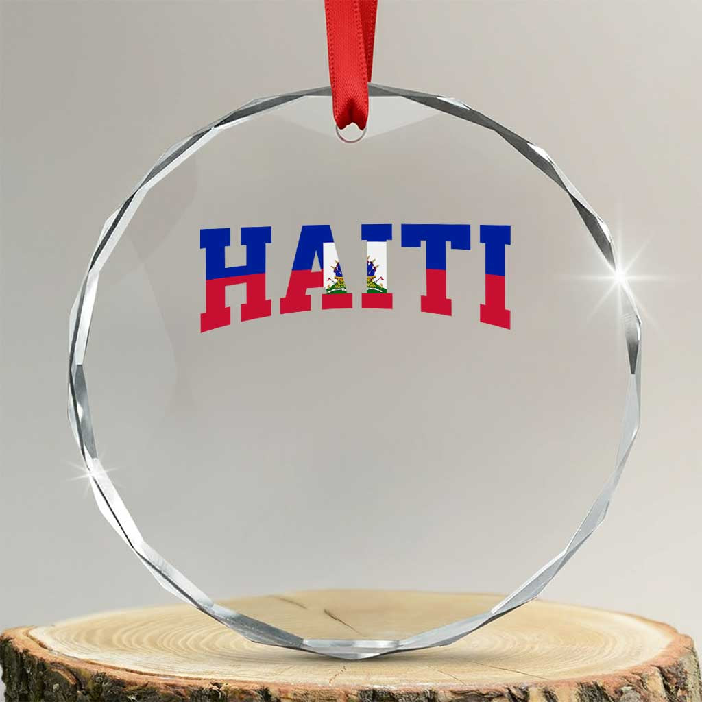 Vintage Haiti Crystal Glass Ornament Varsity Haitian Flag Classic Haitian Pride College Style TS10 Transparent Glass 3'' Circle Print Your Wear