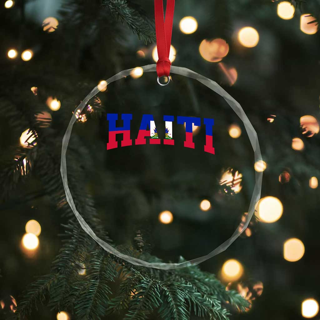 Vintage Haiti Crystal Glass Ornament Varsity Haitian Flag Classic Haitian Pride College Style TS10 Print Your Wear