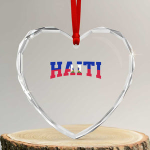 Vintage Haiti Heart Crystal Glass Ornament Varsity Haitian Flag Classic Haitian Pride College Style