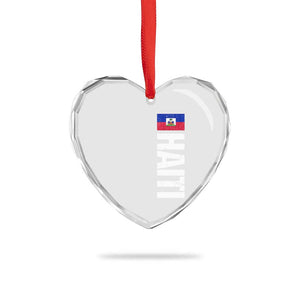 Vintage Haitian Flag Heart Crystal Glass Ornament Proud Haitienne Haiti Independence 1804