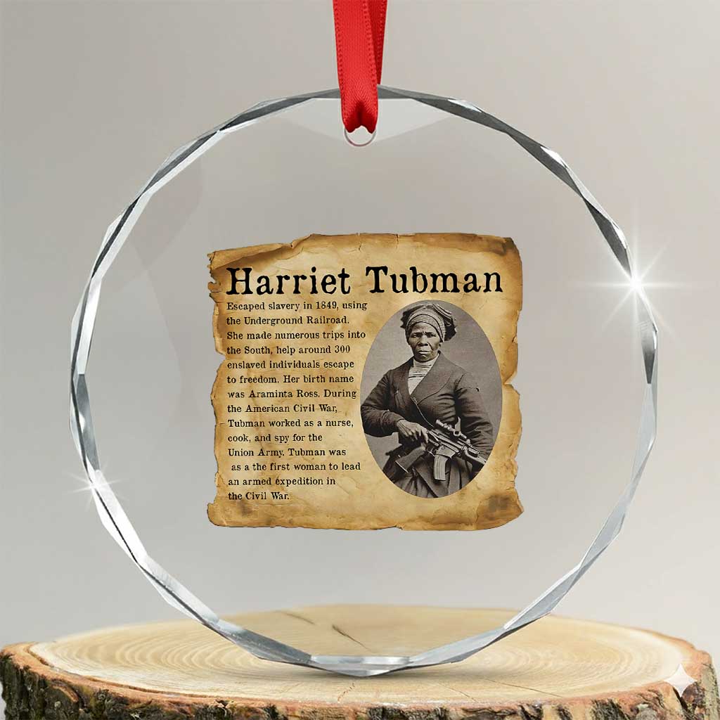 Vintage Harriet Tubman Poster Crystal Glass Ornament Female Empowerment History Gift TS12 Transparent Glass 3'' Circle Print Your Wear