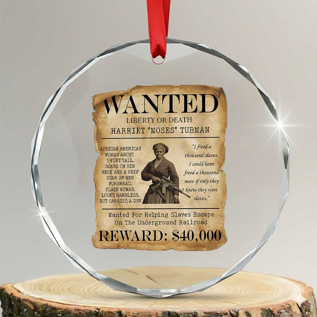 Vintage Harriet Tubman Poster Crystal Glass Ornament Wanted For Helping Slaves Escape TS12 Transparent Glass 3'' Circle Print Your Wear