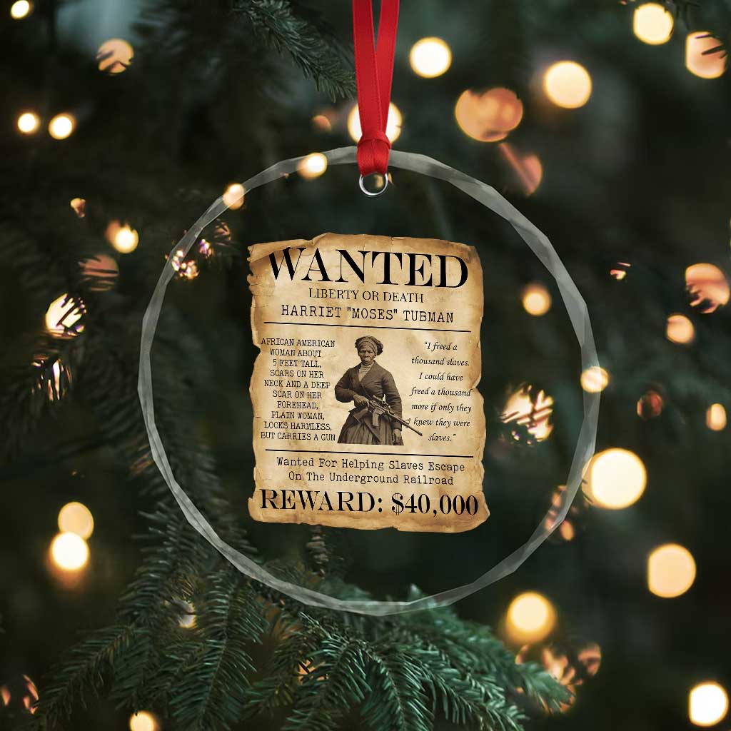 Vintage Harriet Tubman Poster Crystal Glass Ornament Wanted For Helping Slaves Escape TS12 Print Your Wear