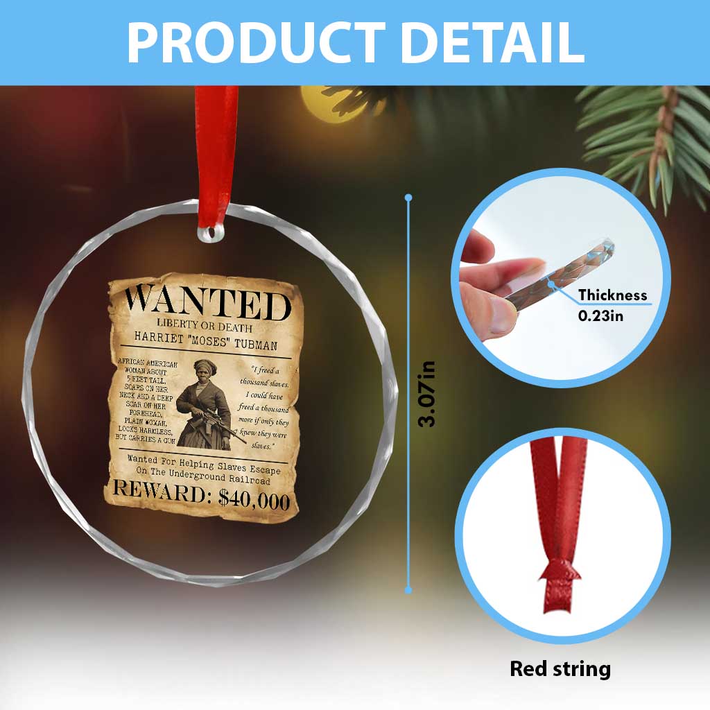 Vintage Harriet Tubman Poster Crystal Glass Ornament Wanted For Helping Slaves Escape TS12 Print Your Wear