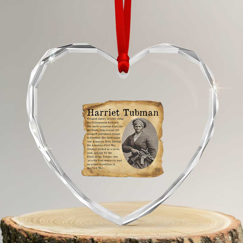 Vintage Harriet Tubman Poster Heart Crystal Glass Ornament Female Empowerment History Gift TS12 Transparent Glass 3'' Heart Print Your Wear
