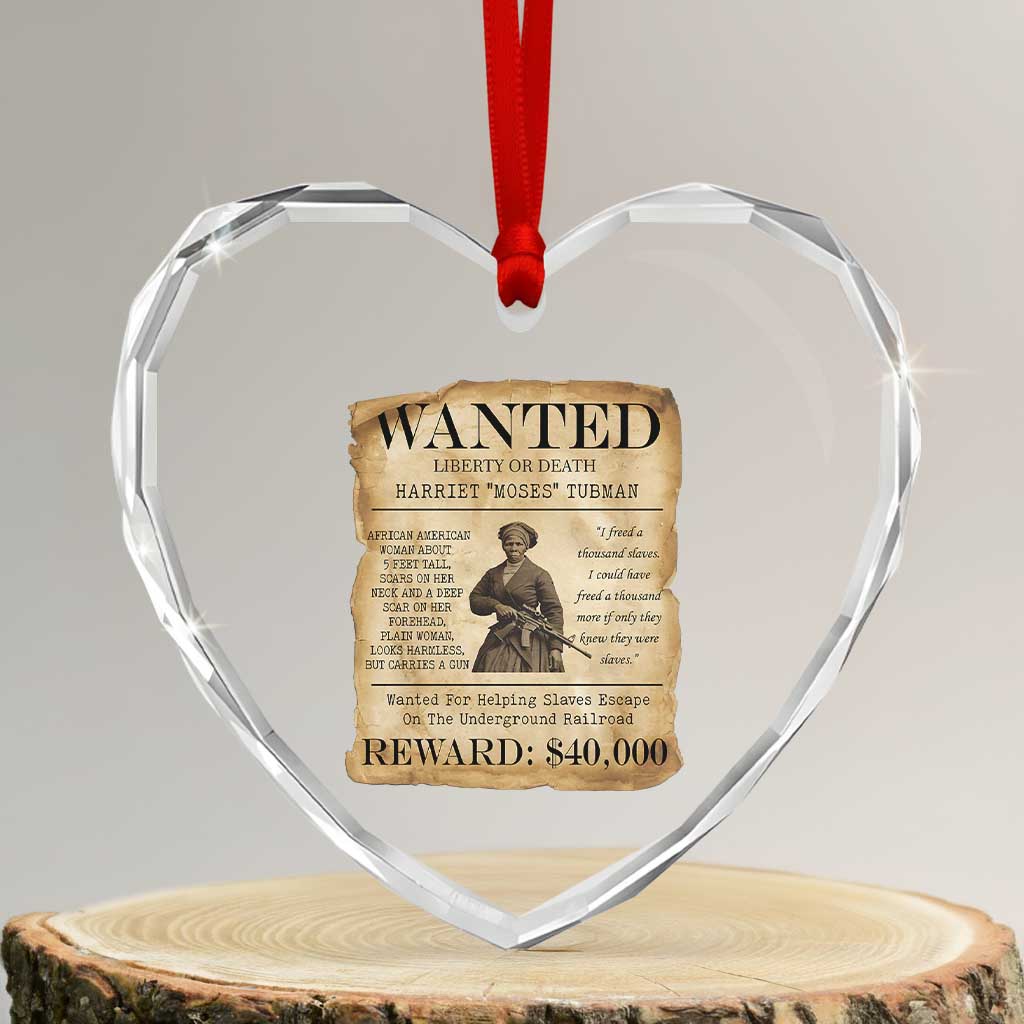 Vintage Harriet Tubman Poster Heart Crystal Glass Ornament Wanted For Helping Slaves Escape TS12 Transparent Glass 3'' Heart Print Your Wear