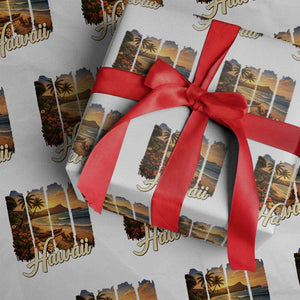 Vintage Hawaii Beach Travel Wrapping Paper Roll Sunset Ocean Landscape