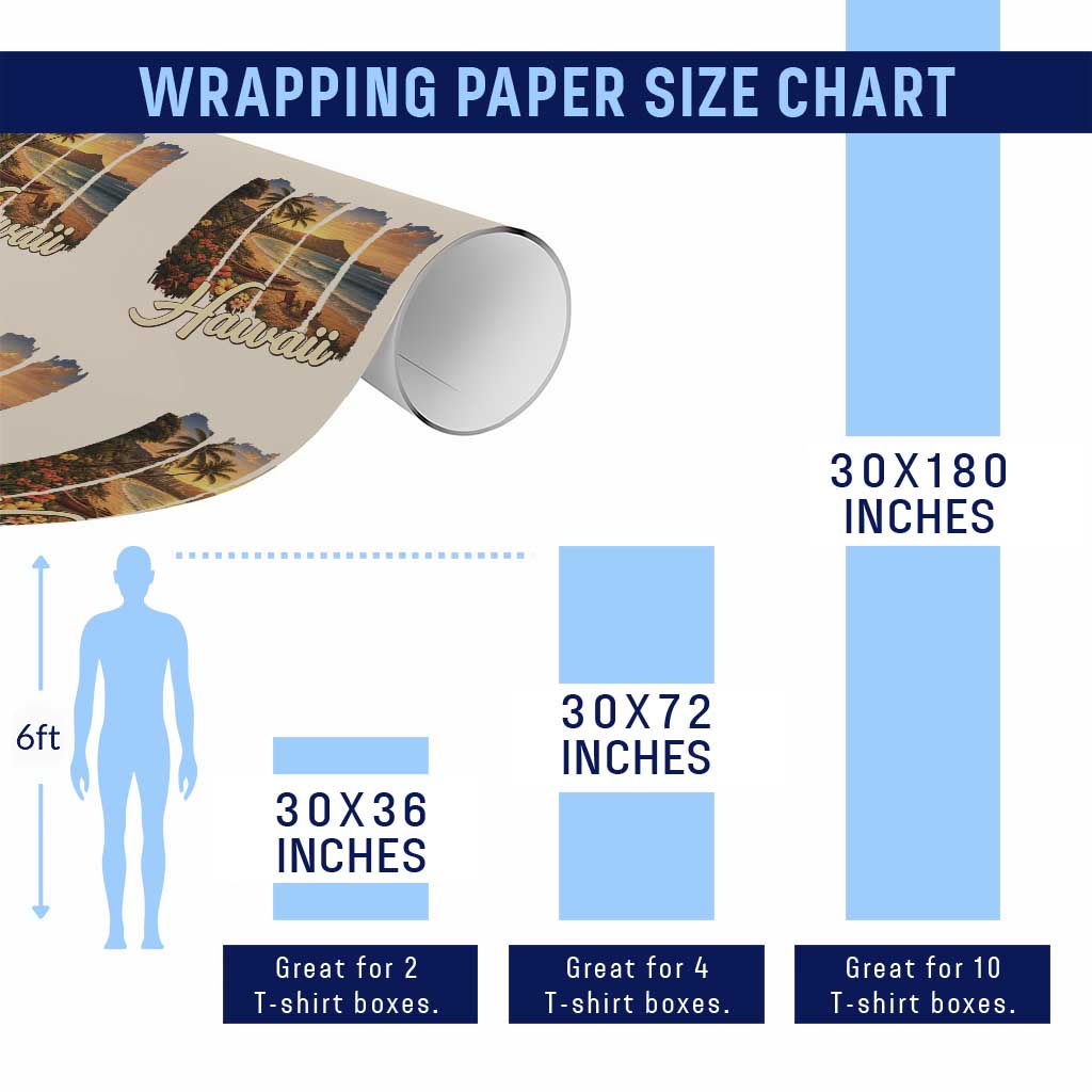 Vintage Hawaii Beach Travel Wrapping Paper Roll Sunset Ocean Landscape