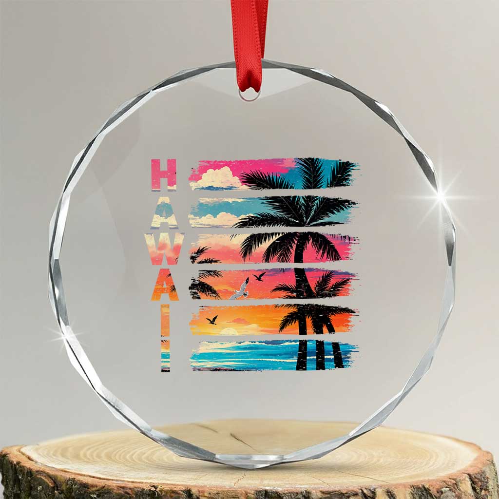 Vintage Hawaii Tropical Beach Vacation Crystal Glass Ornament TS14 Transparent Glass 3'' Circle Print Your Wear