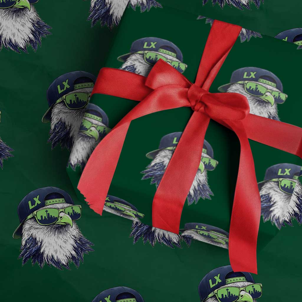 Vintage Hawk Graphic LX Cap Seattle Skyline Game Day Wrapping Paper Roll TS11 Green Print Your Wear