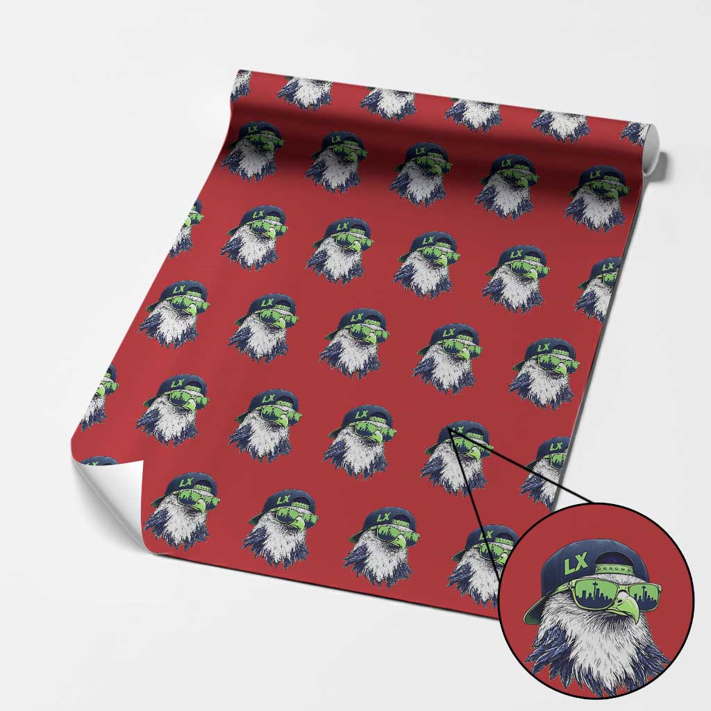 Vintage Hawk Graphic LX Cap Seattle Skyline Game Day Wrapping Paper Roll TS11 Red Print Your Wear