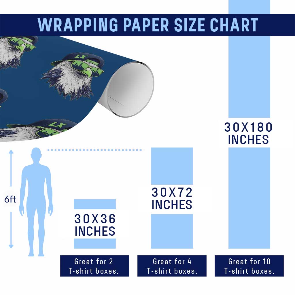 Vintage Hawk Graphic LX Cap Seattle Skyline Game Day Wrapping Paper Roll TS11 Print Your Wear