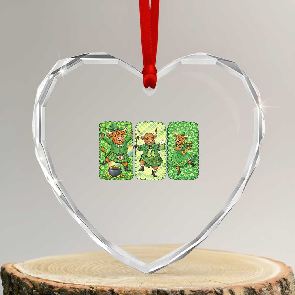 Vintage Highland Cow St Patricks Day Heart Crystal Glass Ornament Farm Lover Gift TS12 Transparent Glass 3'' Heart Print Your Wear