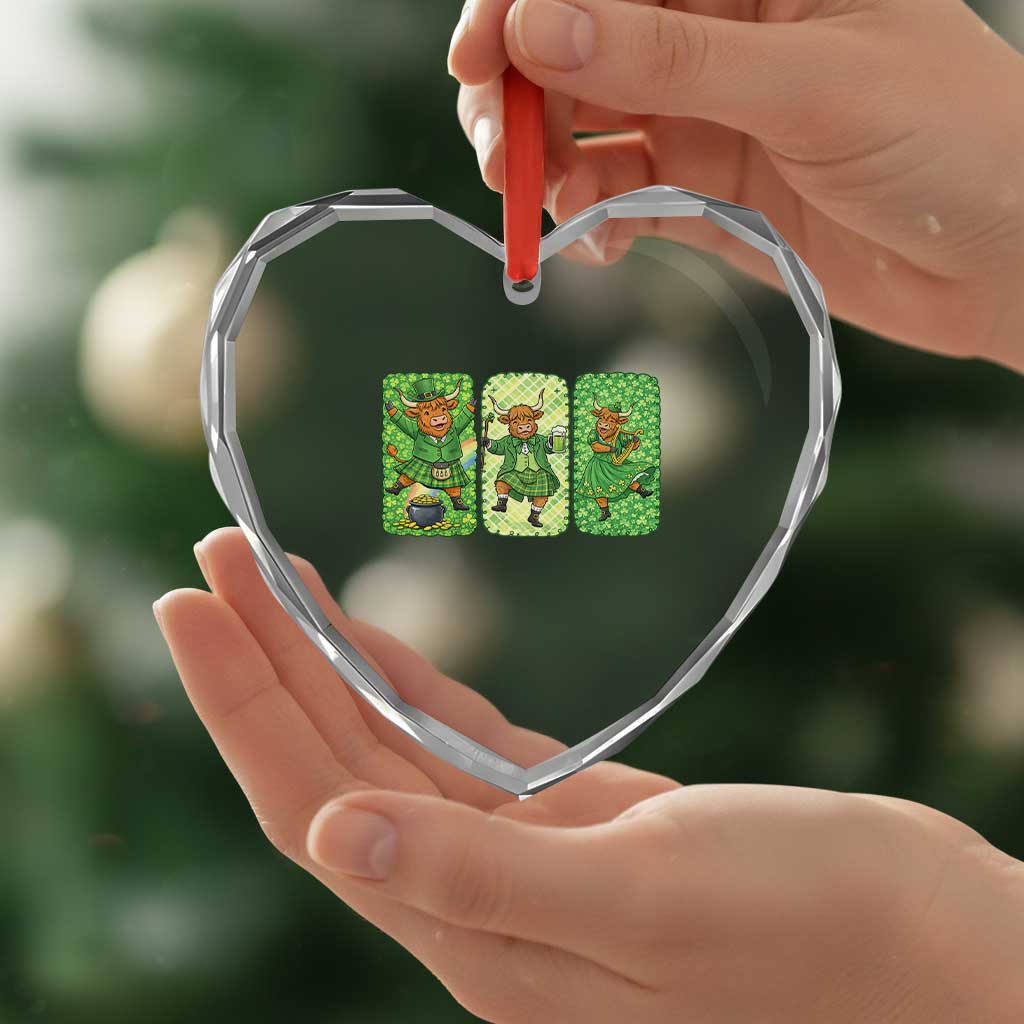 Vintage Highland Cow St Patricks Day Heart Crystal Glass Ornament Farm Lover Gift TS12 Print Your Wear