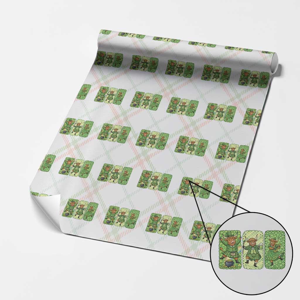 Vintage Highland Cow St Patricks Day Wrapping Paper Roll Farm Lover Gift TS12 Christmas Plaid Print Your Wear