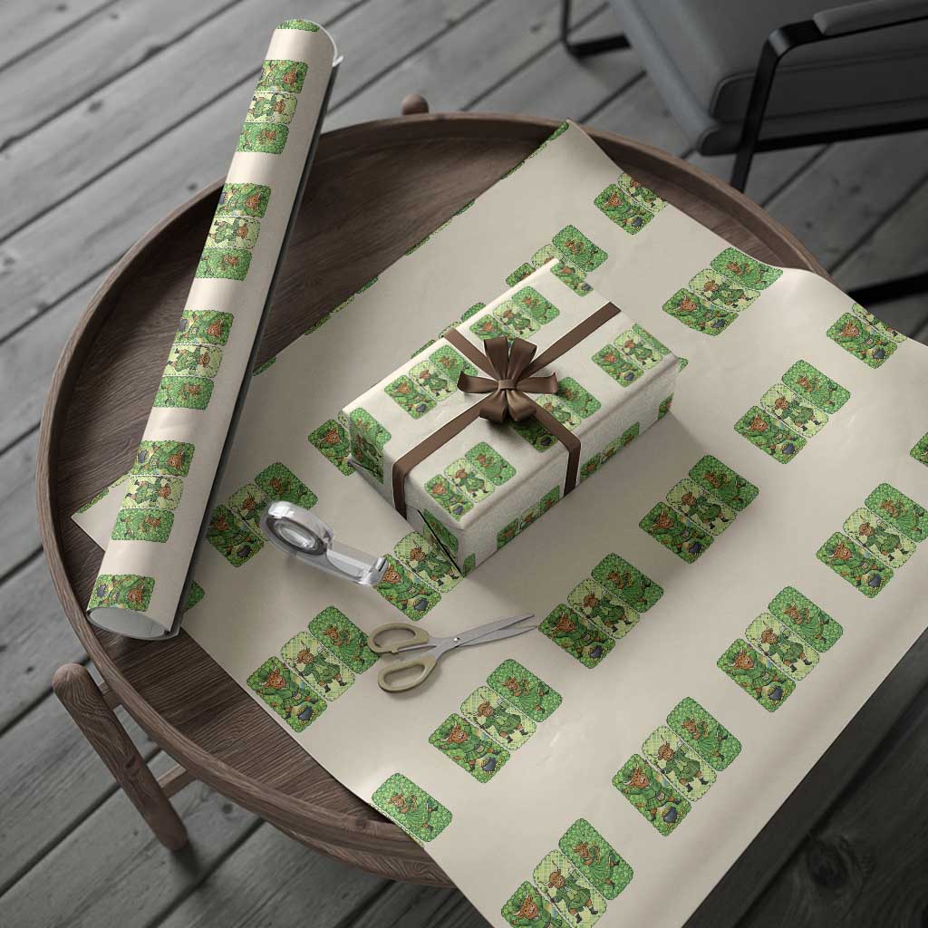 Vintage Highland Cow St Patricks Day Wrapping Paper Roll Farm Lover Gift TS12 Beige Print Your Wear
