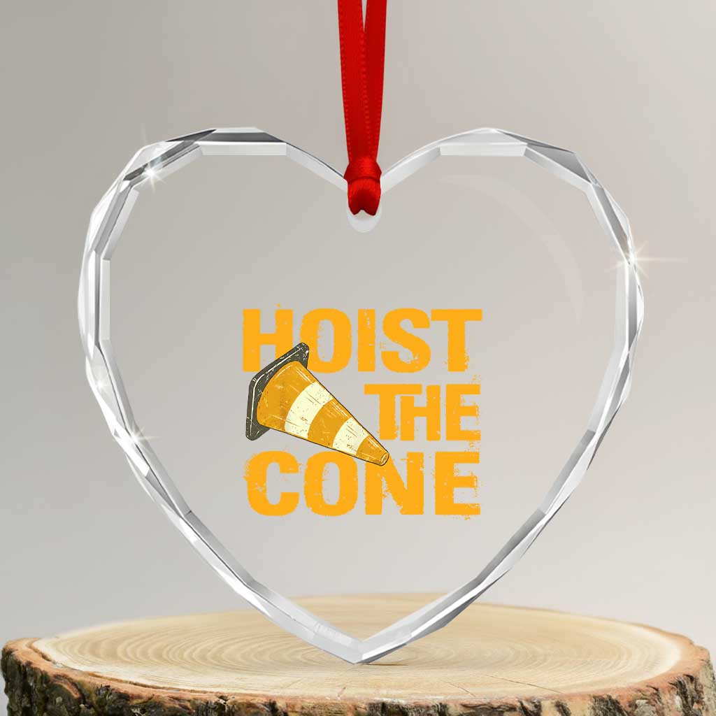 Vintage Hoist The Cone Distressed Graphic Heart Crystal Glass Ornament Funny Sports Meme Baseball Fan Victory Celebration TS02 Transparent Glass 3'' Heart Print Your Wear